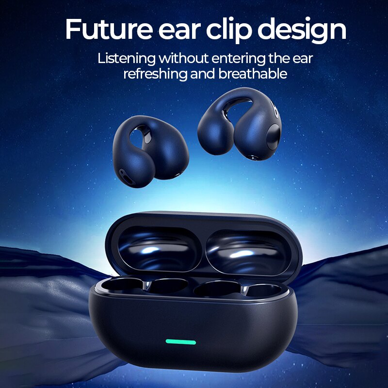 Bone Conduction Bluetooth 5.3 Earphones Earring Wireless Headphones Waterproof Headset TWS Sports Earbuds Ear Hook With Mic