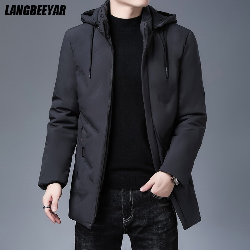 Top Quality New Brand Hooded Casual Fashion Long Thicken Outwear Parkas Jacket Men Winter Windbreaker Coats Men Clothing