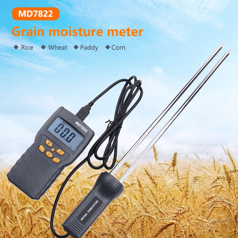 Digital Grain Moisture Temperature Meter LCD Display Humidity Tester Wheat Corn Rice Test Hygrometer Detector Probe Measure Tool