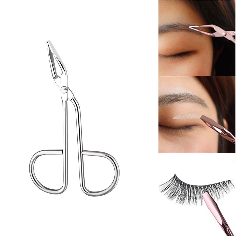 Eyebrow Plucker  Stainless Steel Elbow Clip Scissors Tweezers Pliers Beauty Slanted Puller Extension Eye Plucking Makeup Tool