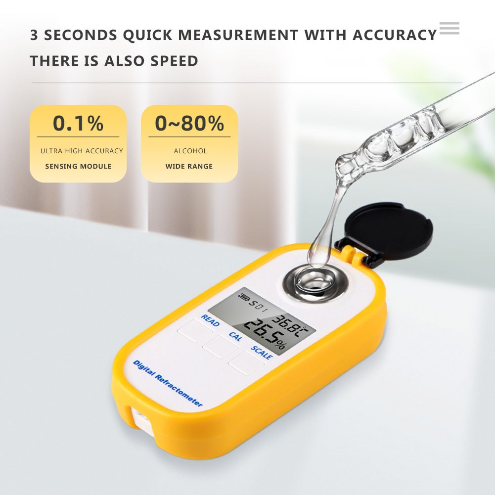 Portable Digital Wine Alcohol Meter Beer Fruit Wine Rice Wine 0-80 Degree LCD Display Brewing Alcohol Tester Measuring Tools