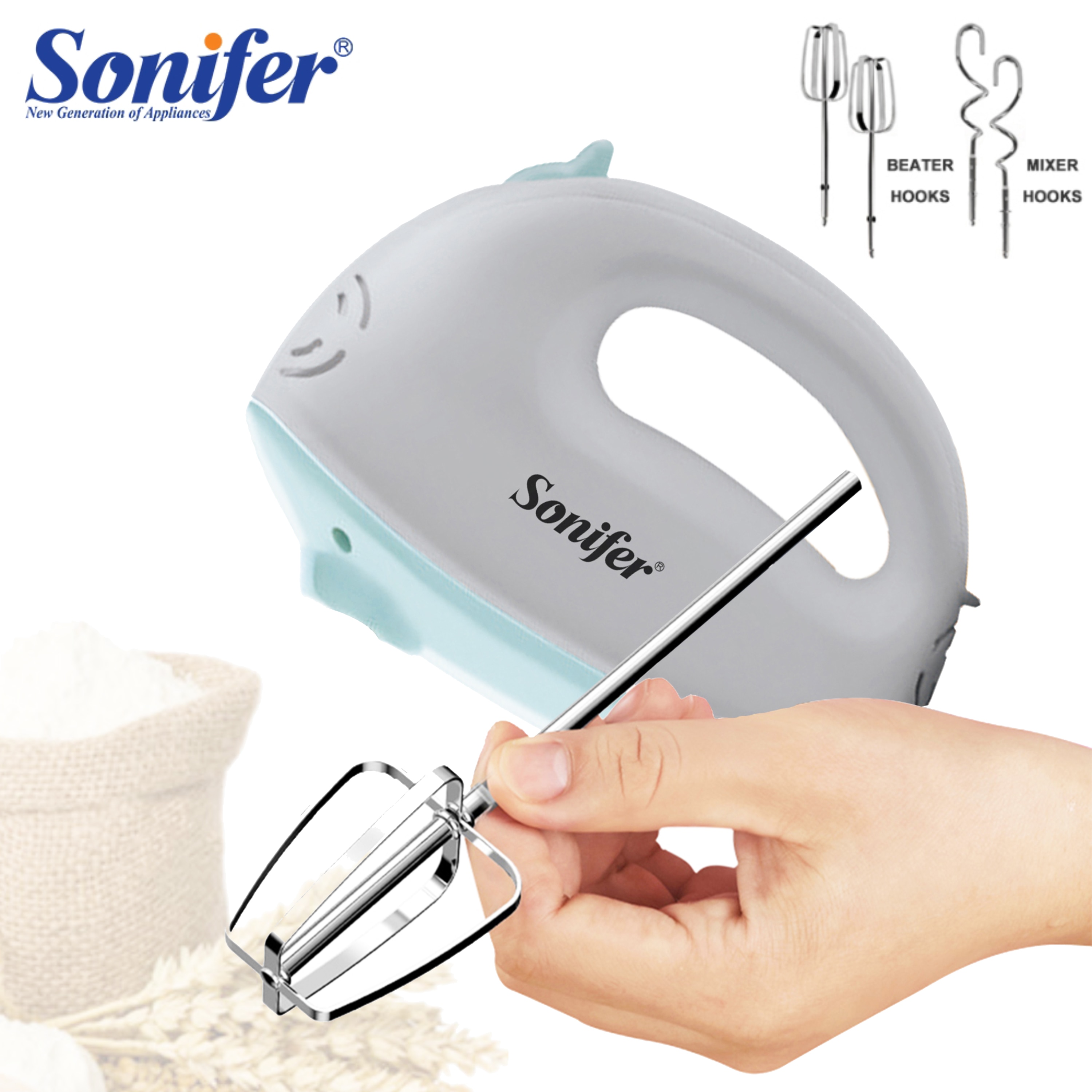 Hand Mixer Electric Blender Kitchen Appliances Dough Mixer Egg Beater Portable For The Meat Bakery Cake Sweets Mixer Sonifer
