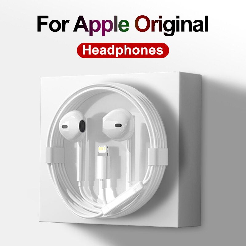 Original Earphones Headset For Apple IPhone 14 Pro Max Lightning Headphones 13 12 11 Mini XR XS X 7 8 6 Bluetooth In Ear Audio