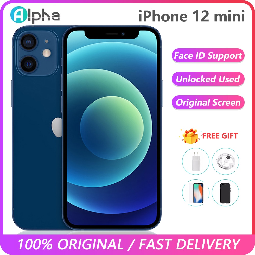 Apple iPhone 12 Mini Original Used 95% New With Face ID Unlocked Smartphone 5G LTE Cell Phone 5.4'' 4GB 64/128/256GB IOS A14