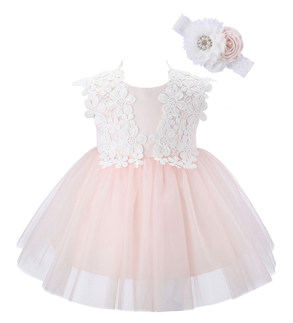 Bow Dream Baby Flower Girl Dress Tutu With Headband Wedding Party